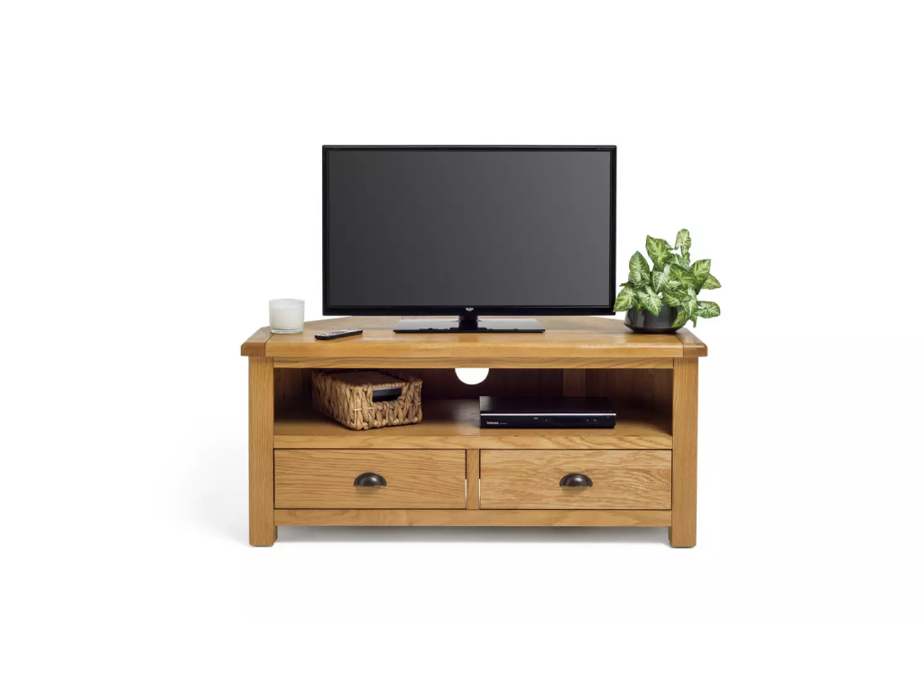 Kent 2 Drawer Corner Oak TV Unit - Natural