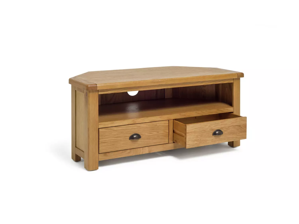 Kent 2 Drawer Corner Oak TV Unit - Natural