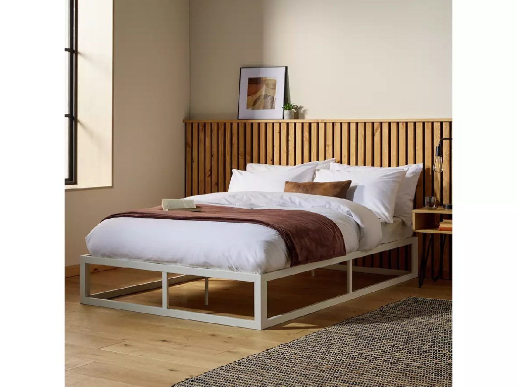 Platform Single Metal Bed Frame - White (B-Grade)