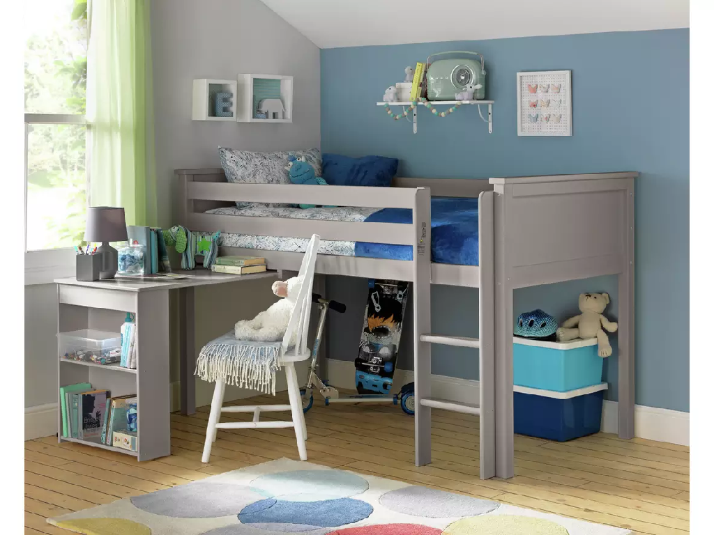 Habitat Brooklyn Mid Sleeper with Desk - Grey