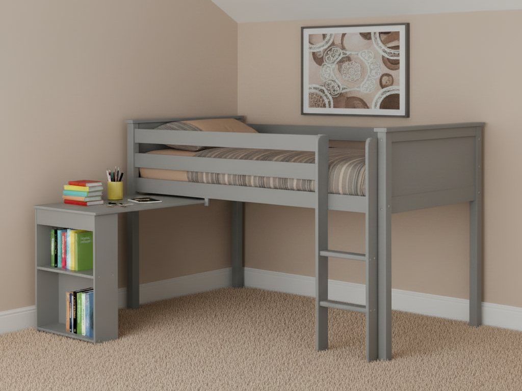 Habitat Brooklyn Mid Sleeper with Desk - Grey