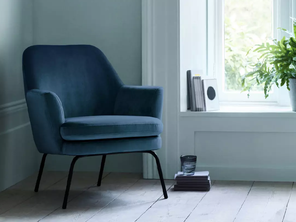Habitat Celine Velvet Accent Chair - Blue