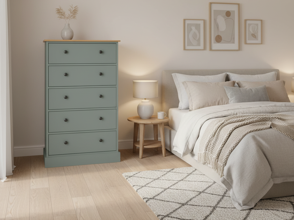 Kensington 5 Drawer Chest - Sage Green