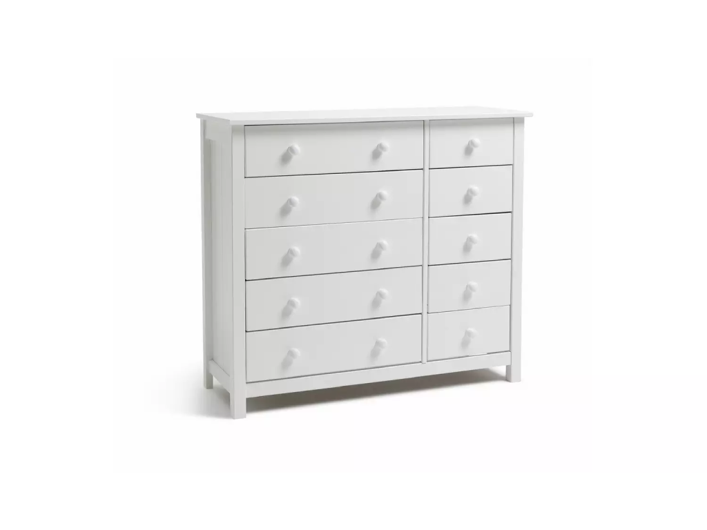 Scandinavia 10 Drawer Chest - White