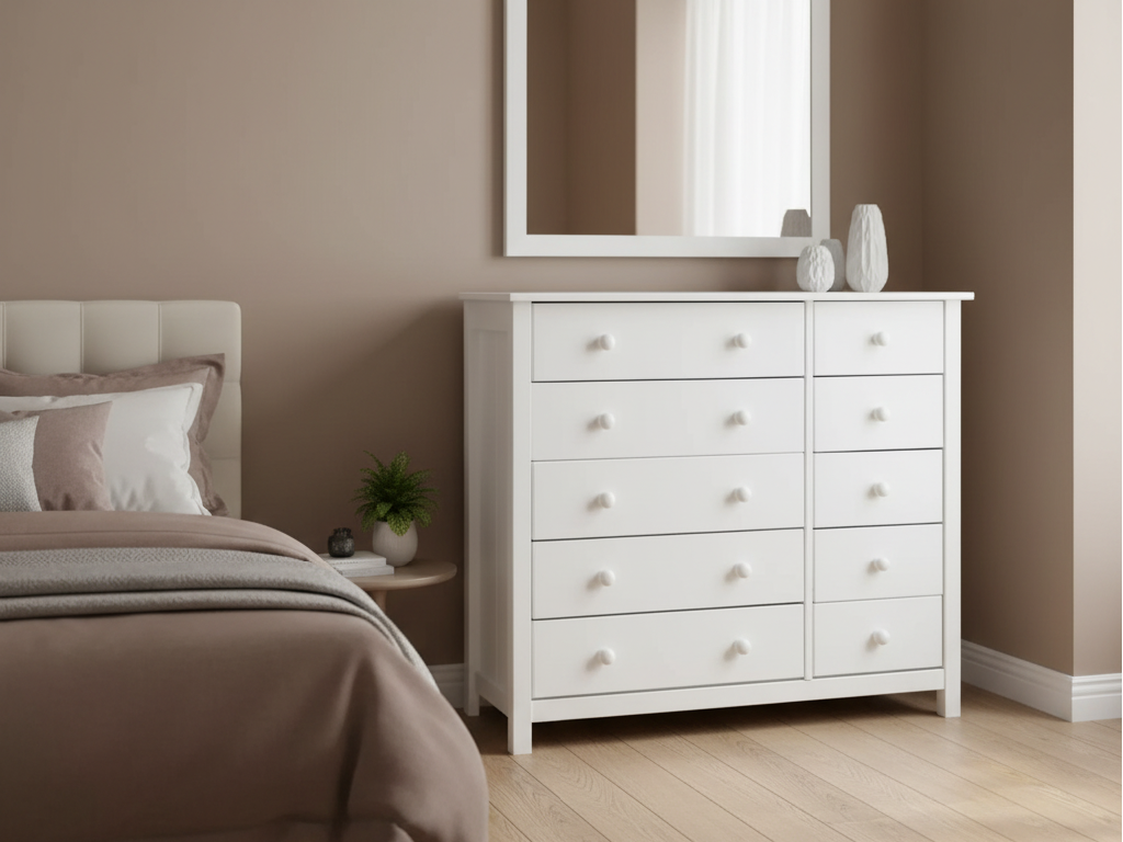 Scandinavia 10 Drawer Chest - White