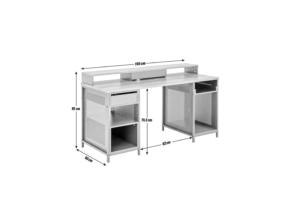 Modular 1 Drawer Gaming Desk - Oak Effect & Black