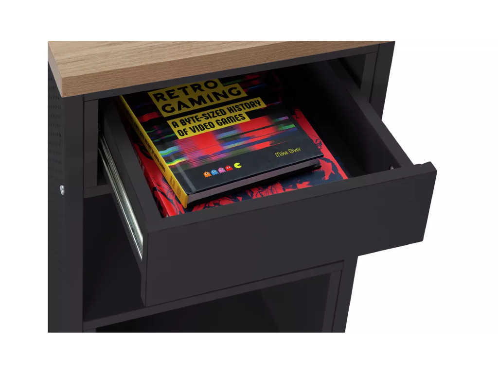 Modular 1 Drawer Gaming Desk - Oak Effect & Black
