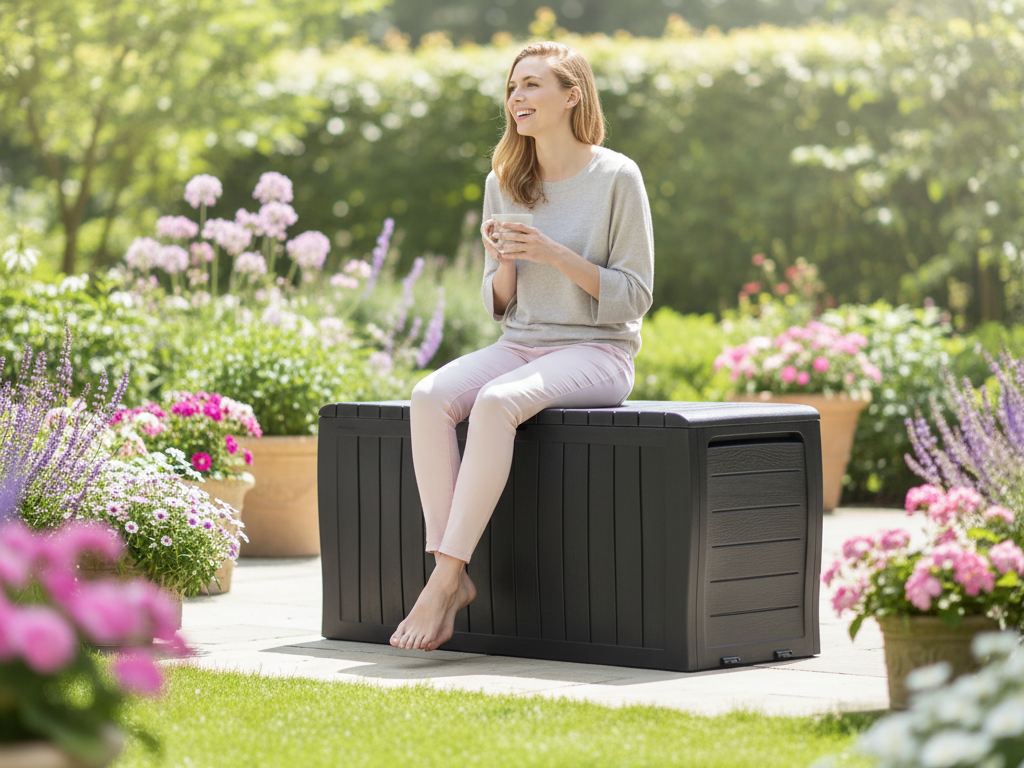 Keter Marvel+ 270L Outdoor Garden Storage Box - Grey