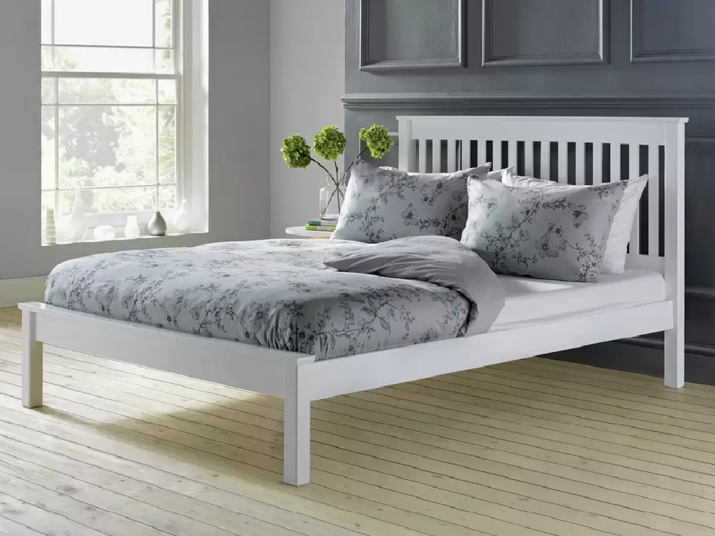 Aspley Double Wooden Bed Frame - White (B-Grade)