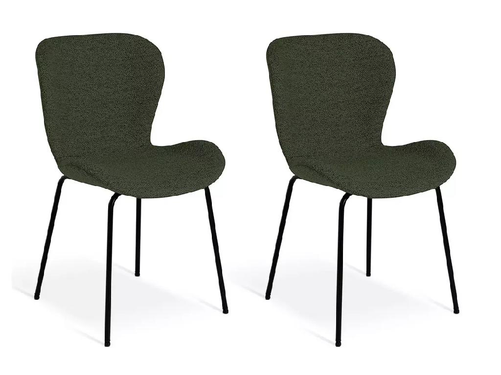 Habitat Etta Pair of Fabric Dining Chair - Green