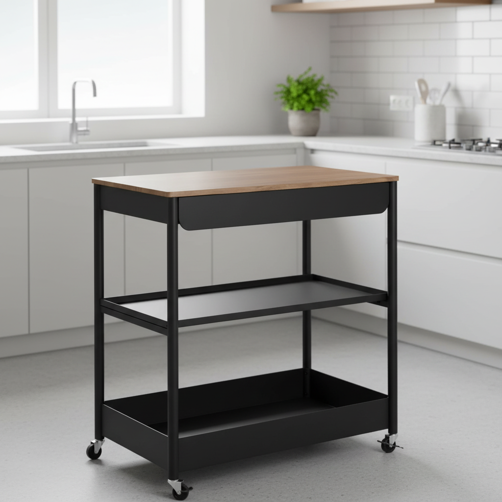 Habitat Kaylo Metal Kitchen Trolley - Black