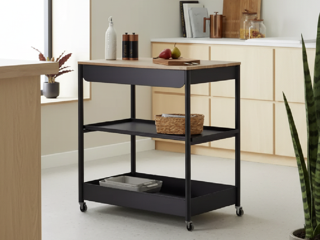 Habitat Kaylo Metal Kitchen Trolley - Black