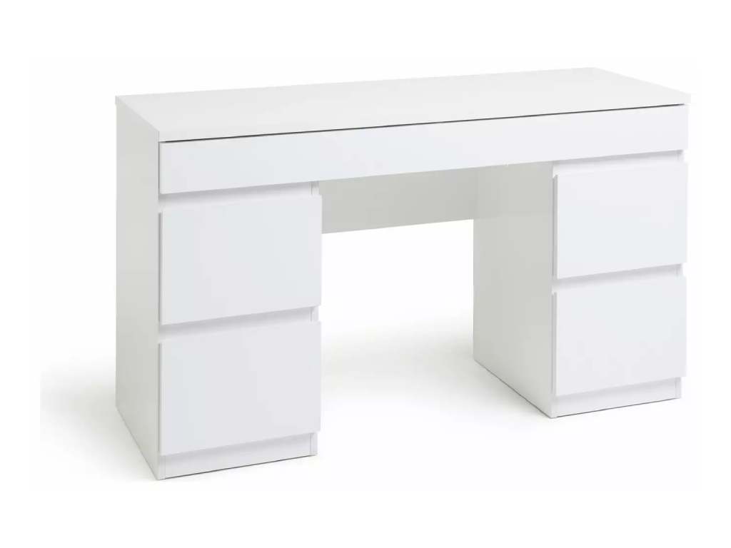 Jenson Double Pedestal Dressing Table-Matte White