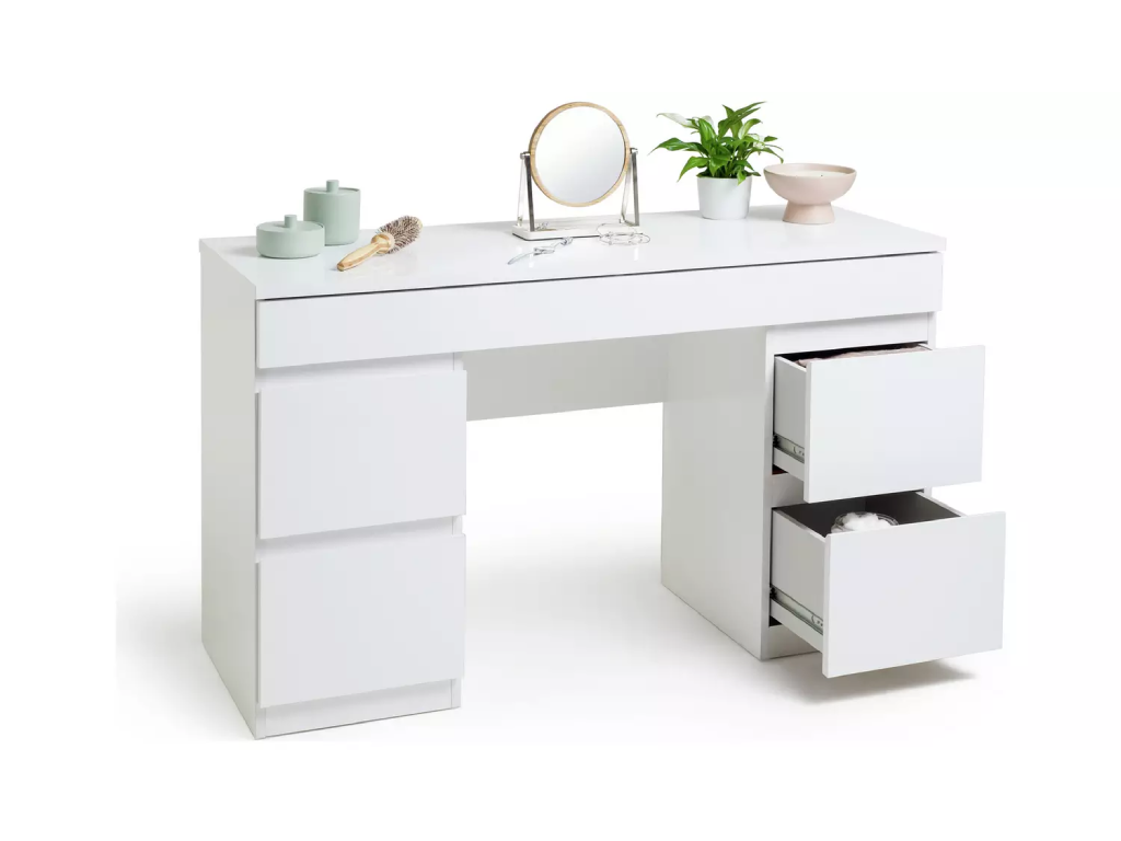 Jenson Double Pedestal Dressing Table-Matte White
