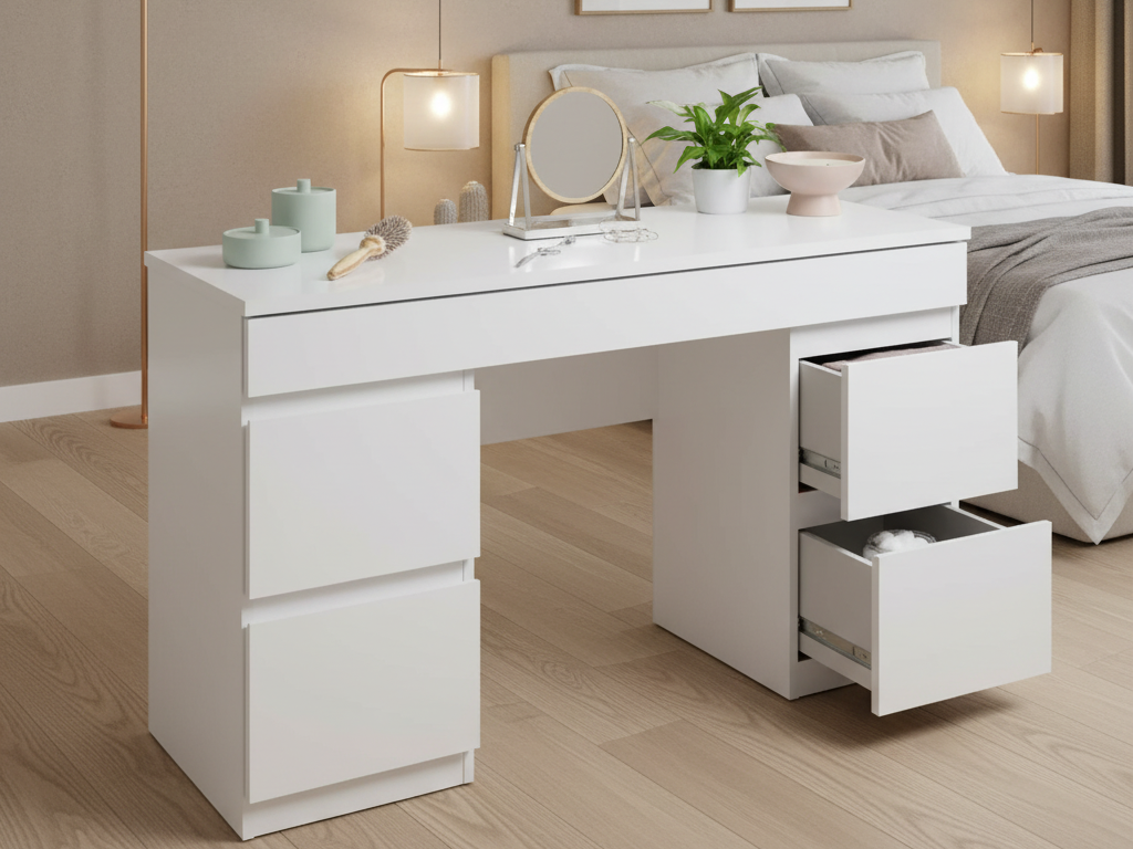 Jenson Double Pedestal Dressing Table-Matte White