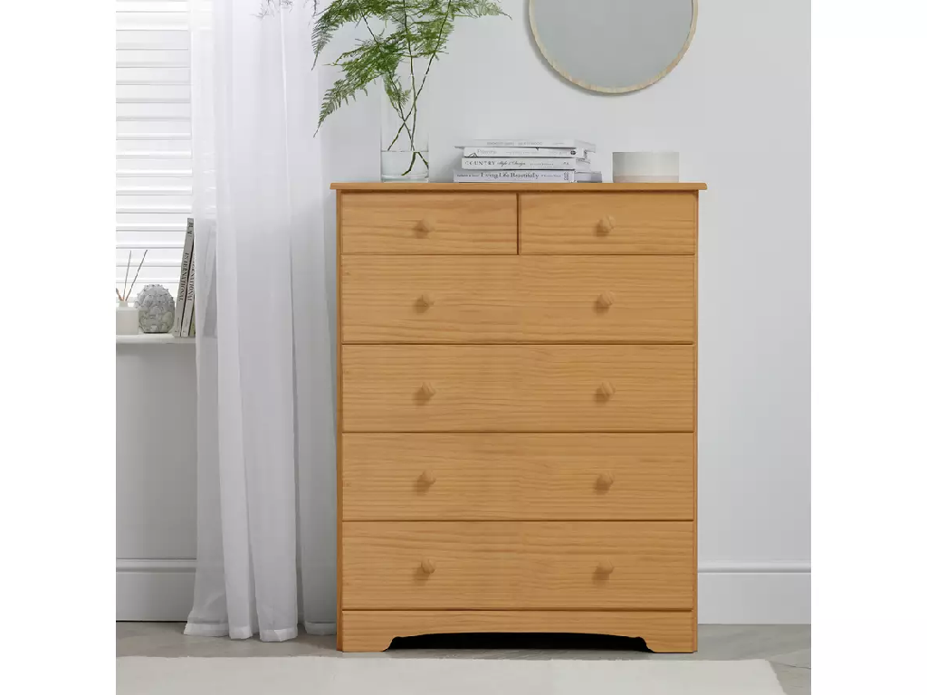 Nordic 6 Drawer Chest - Pine