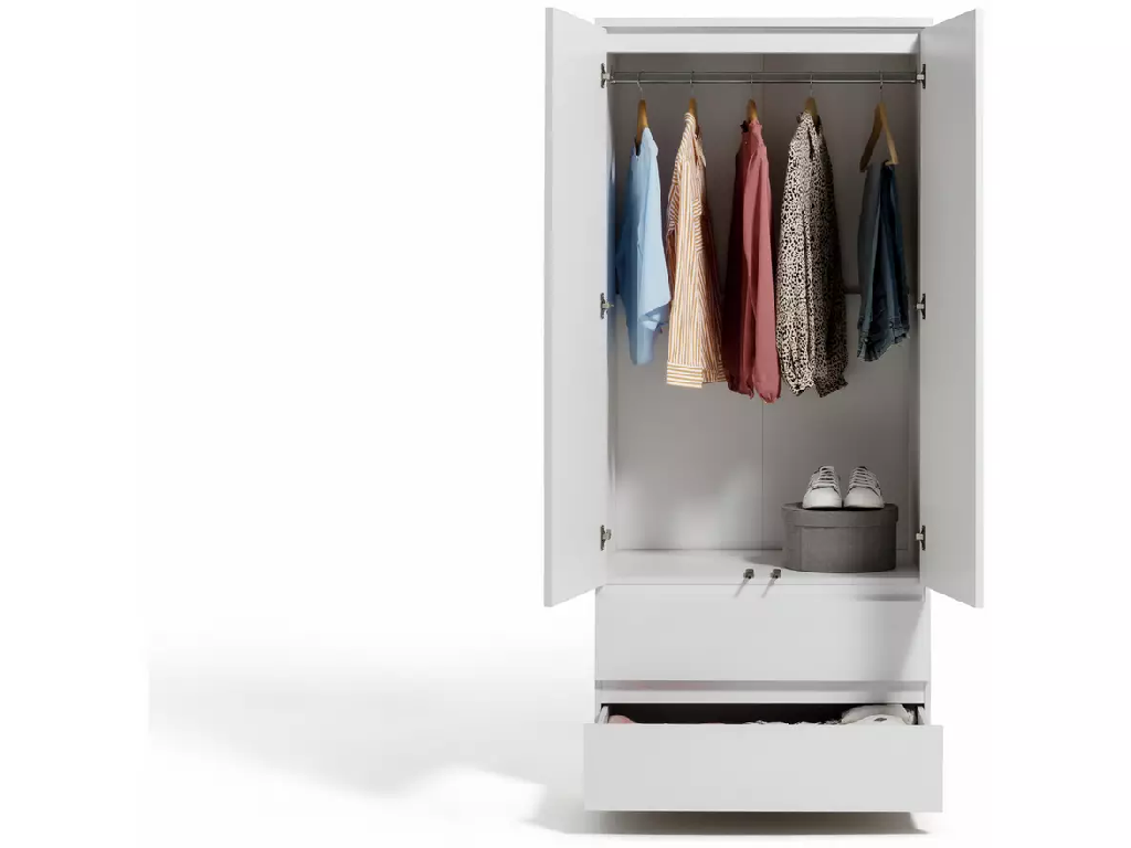 Jenson 2 Door 2 Drawer Wardrobe - Matte White