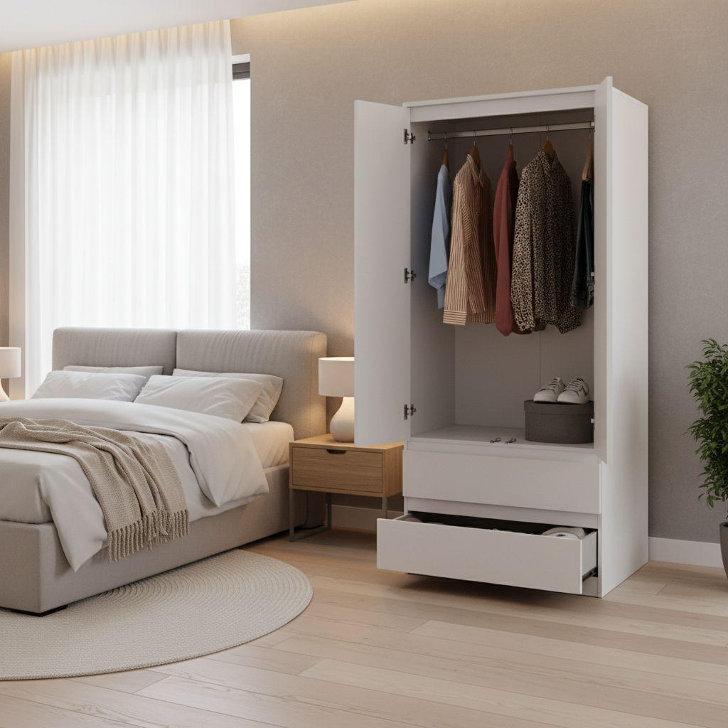 Jenson 2 Door 2 Drawer Wardrobe - Matte White