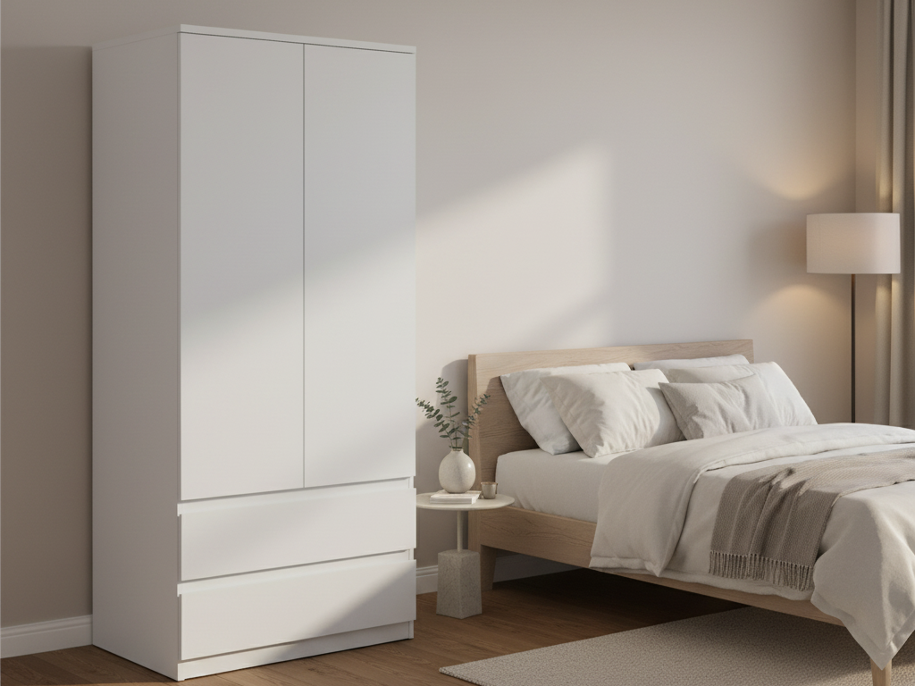Jenson 2 Door 2 Drawer Wardrobe - Matte White