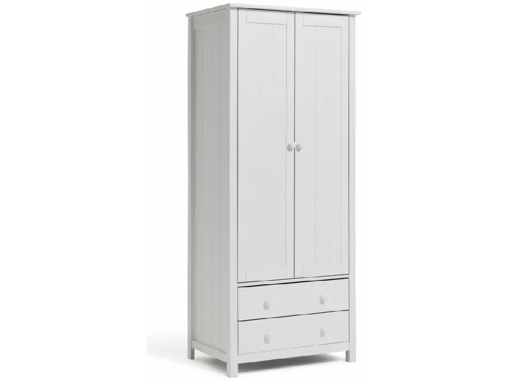 Scandinavia 2 Door 2 Drawer Wardrobe - White - (B-Grade)