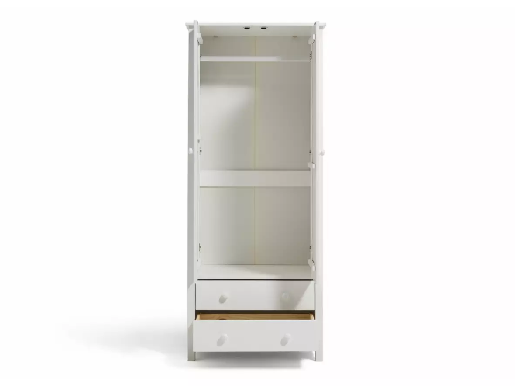 Scandinavia 2 Door 2 Drawer Wardrobe - White - (B-Grade)