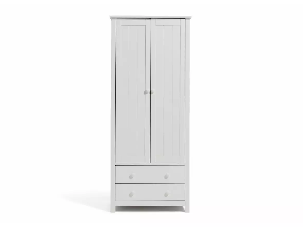 Scandinavia 2 Door 2 Drawer Wardrobe - White - (B-Grade)