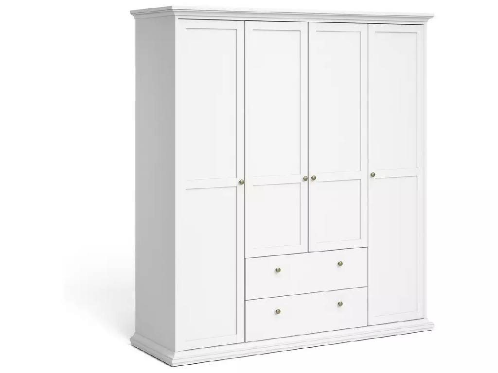 Tvilum Paris 4 Door 2 Drawer Wardrobe - White