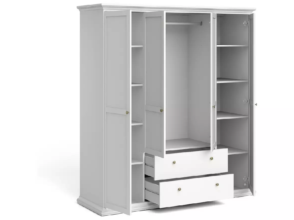 Tvilum Paris 4 Door 2 Drawer Wardrobe - White
