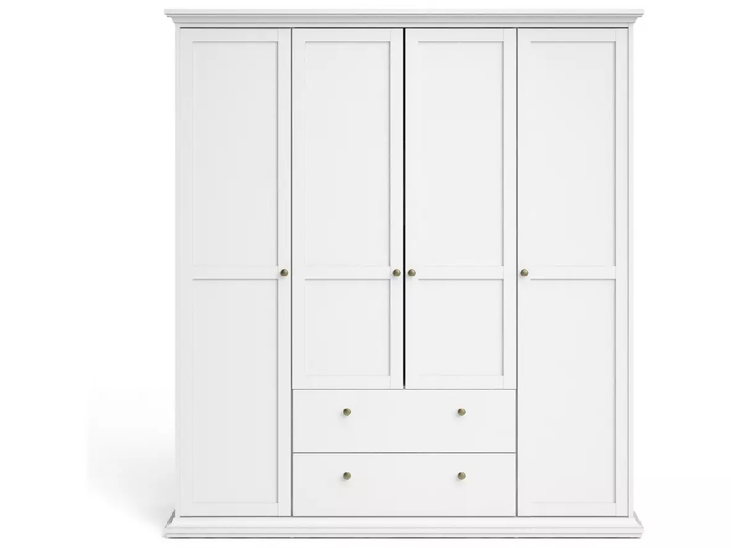 Tvilum Paris 4 Door 2 Drawer Wardrobe - White