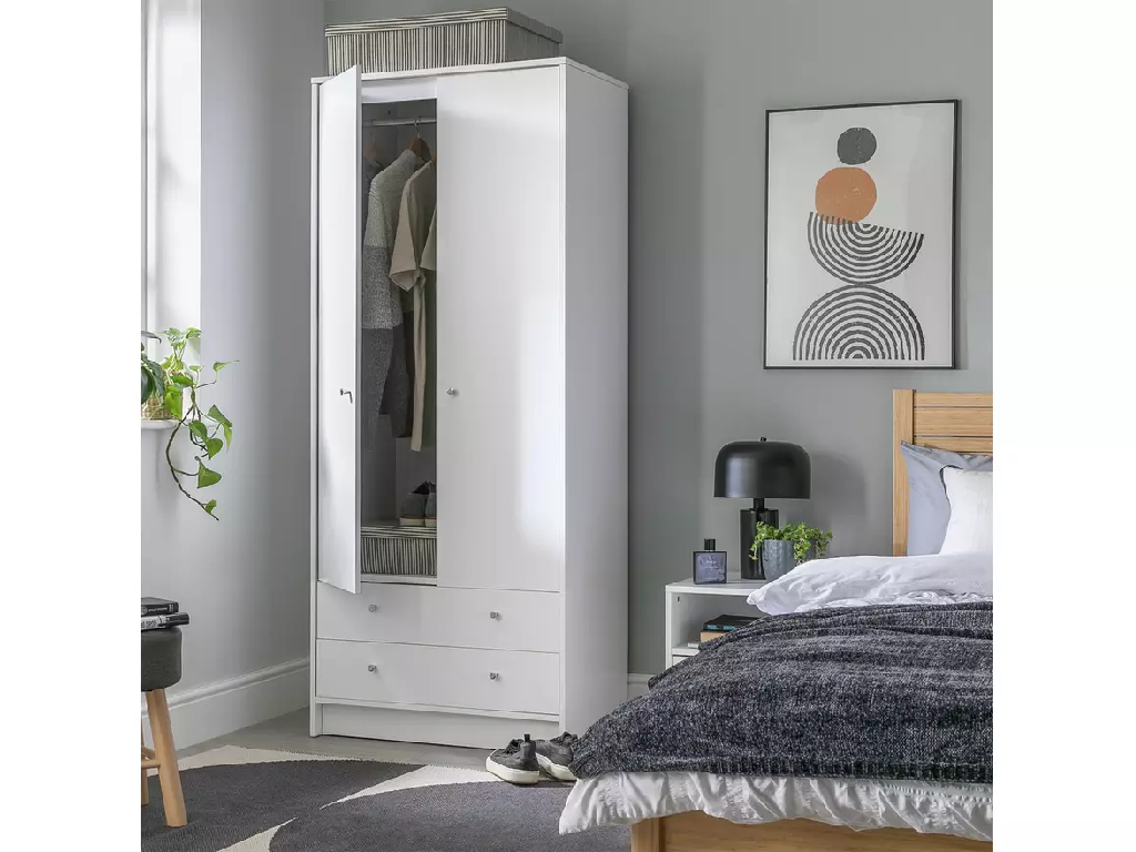 Mailbu 2 Door 2 Drawer Wardrobe - White