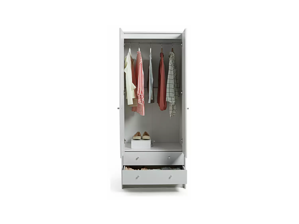 Mailbu 2 Door 2 Drawer Wardrobe - White