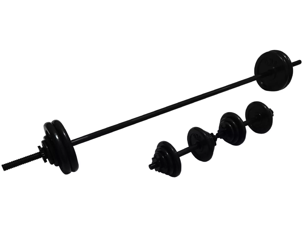 Opti 50KG Cast Iron Barbell Dumbbell Set