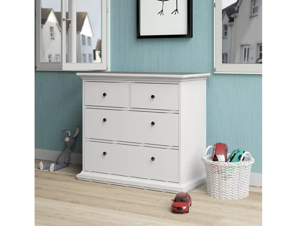 Tvilum Paris 4 Drawer Chest - White