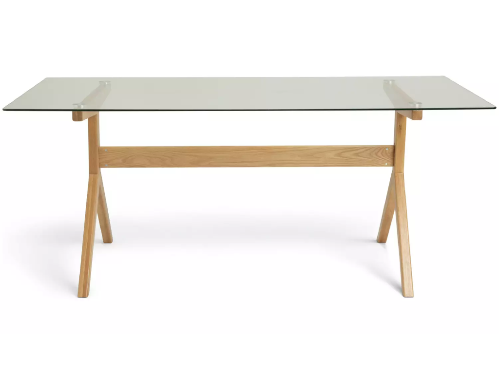 Habitat Zela Glass 6 Seater Dining Table + 6 Beni Chairs