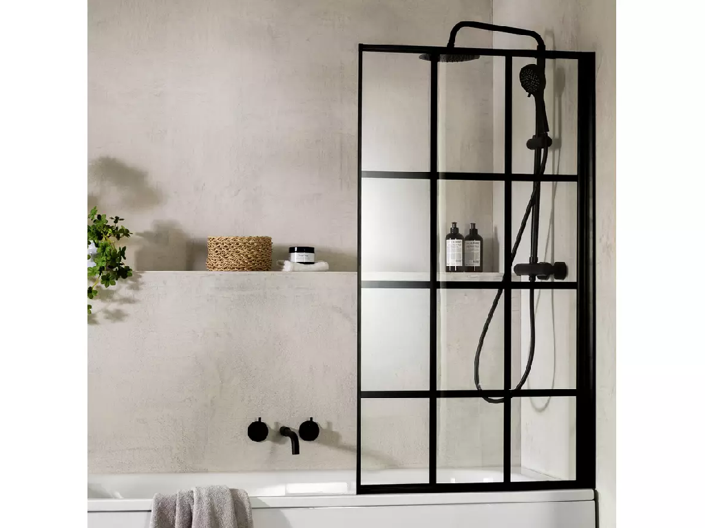 1375x750mm Crittall Shower Screen- Black