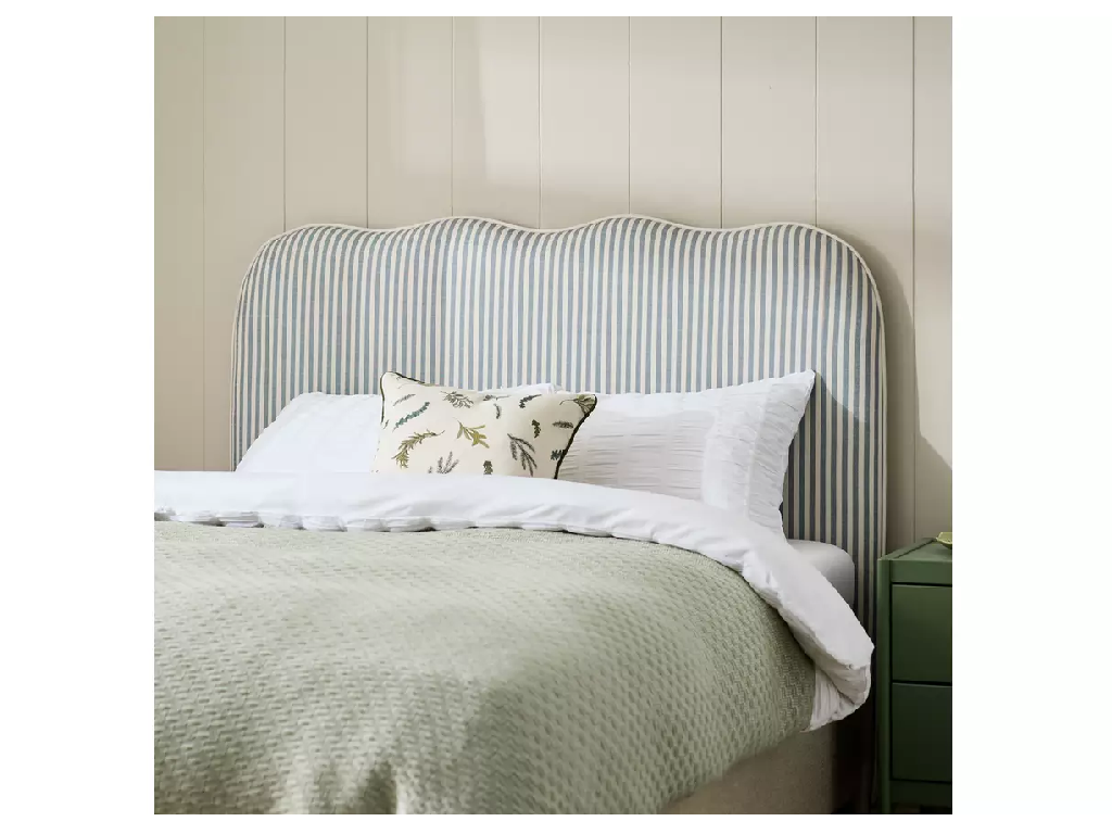Habitat Onda Linen Kingsize Headboard - Stripe Sage