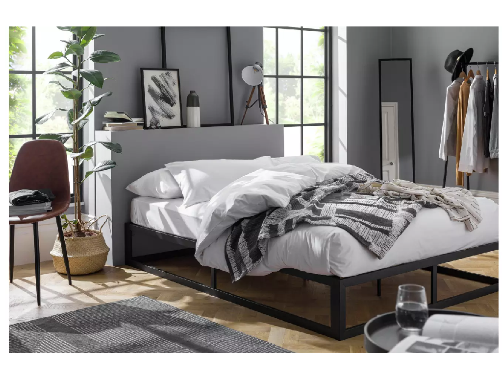 Platform Single Metal Bed Frame - Black