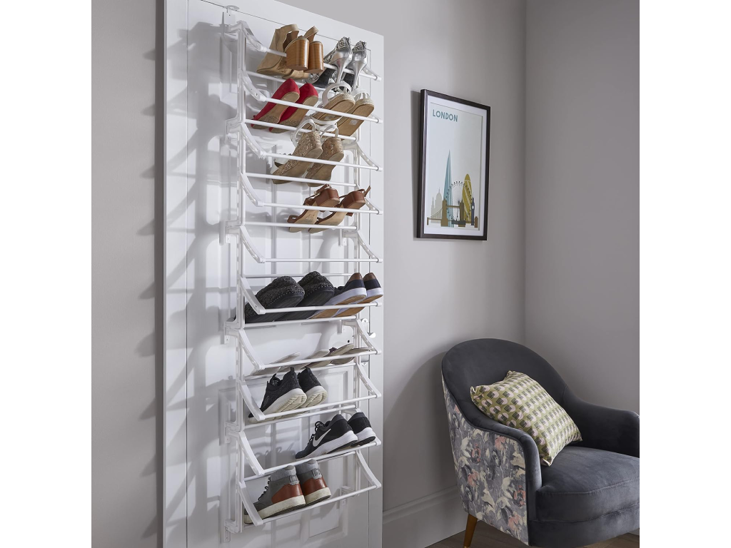 Lloyd Pascal Hanging 10 Shelf Shoe Storage Rack - White