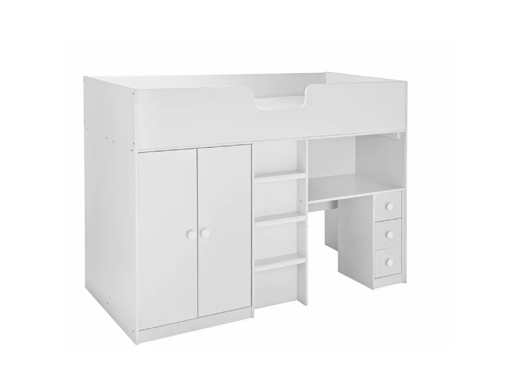 Habitat Jackson Shorty High Sleeper Bed Frame - White + Mattress