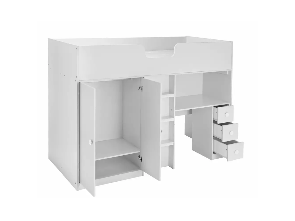 Habitat Jackson Shorty High Sleeper Bed Frame - White + Mattress