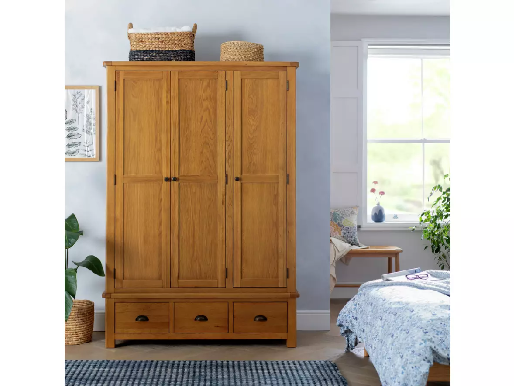 Kent 3 Door 3 Drawer Wardrobe - Oak