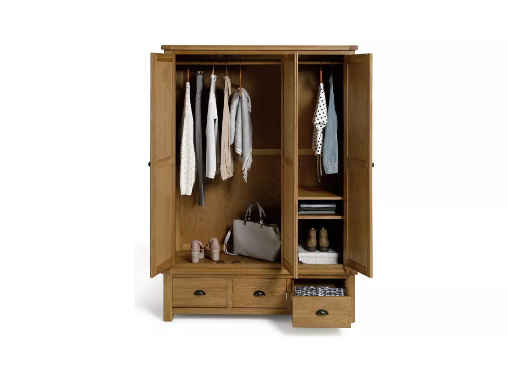 Kent 3 Door 3 Drawer Wardrobe - Oak