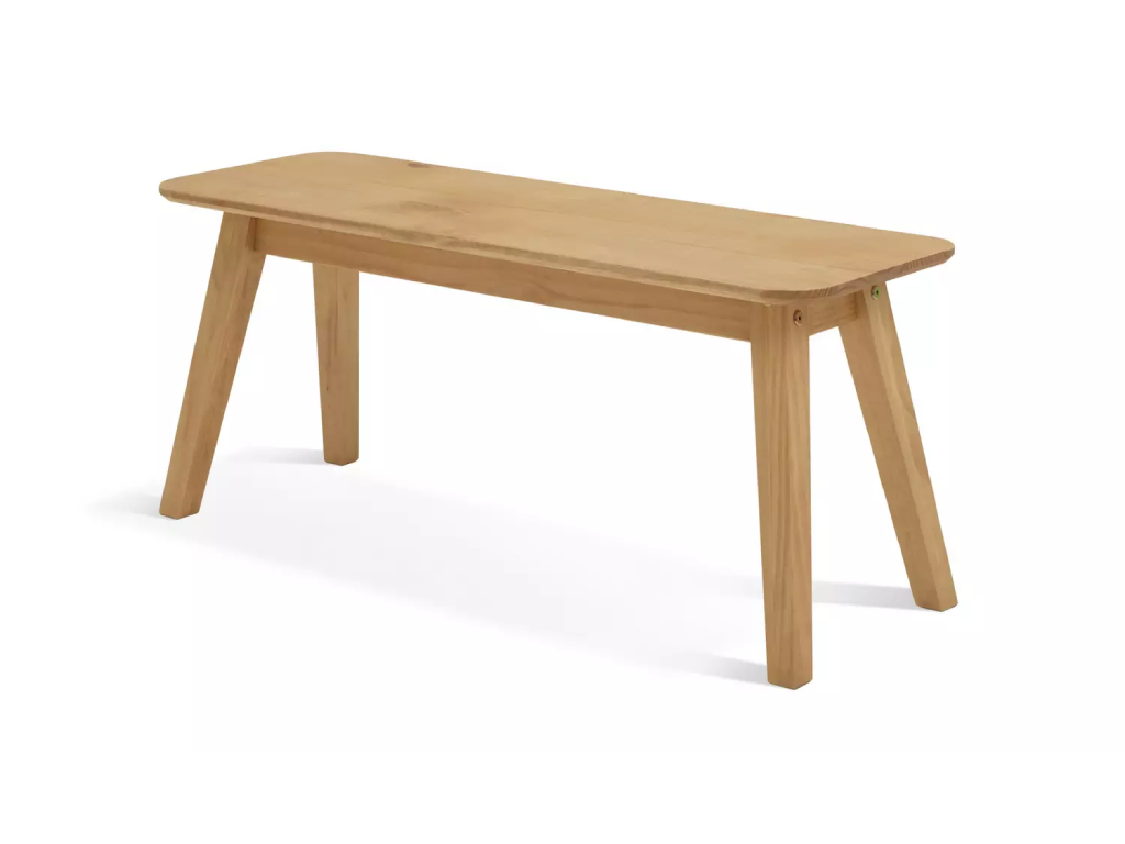 Habitat Parry Solid Wood Dining Table & 2 Natural Benches