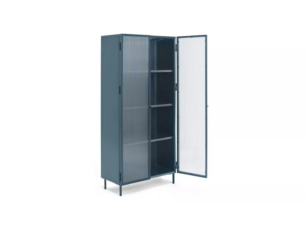 Habitat Morillo 2 Door Glass Display Cabinet - Blue