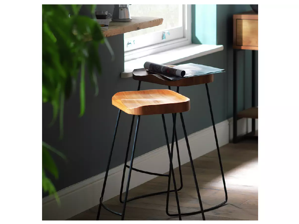 Arte Metal Bar Stool - Oak
