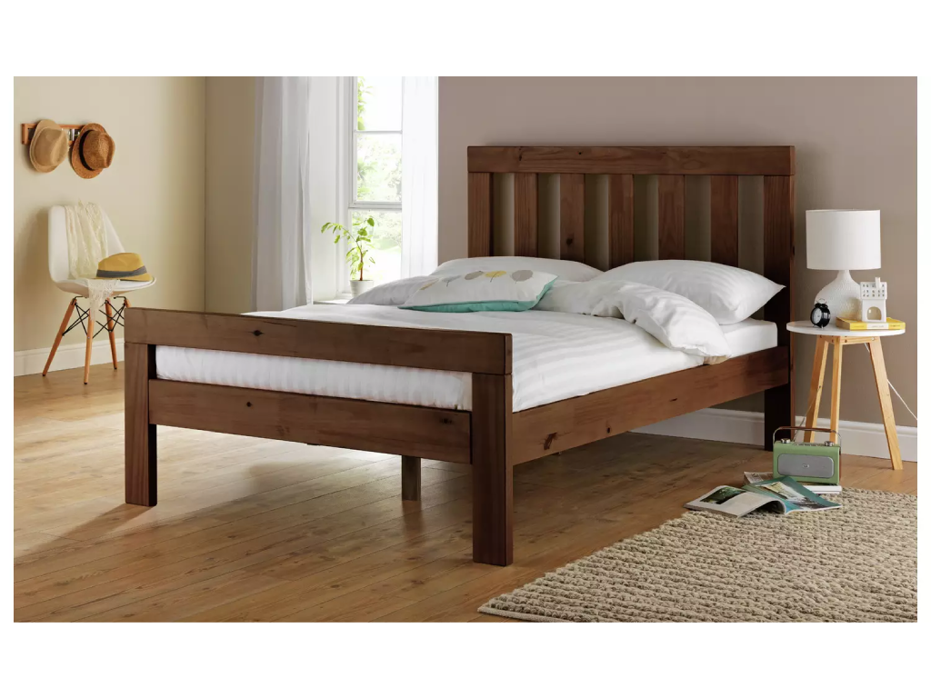 Chile King Size Wooden Bed Frame - Dark Wood