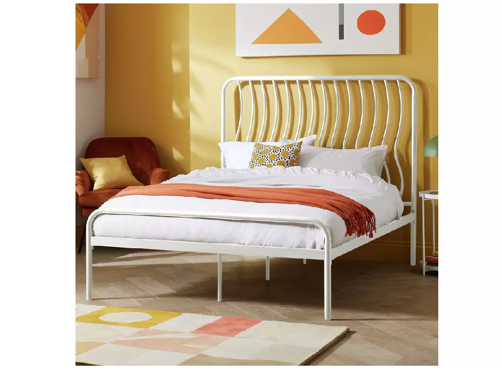Habitat Wave Kingsize Metal Bed Frame - Off White