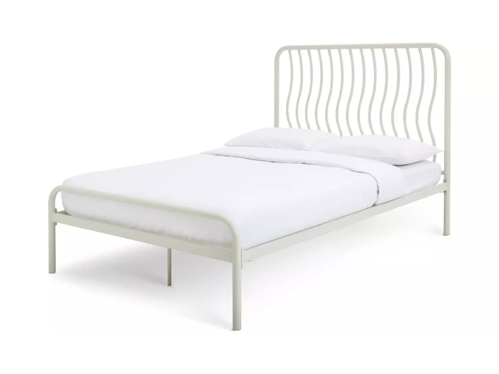 Habitat Wave Kingsize Metal Bed Frame - Off White