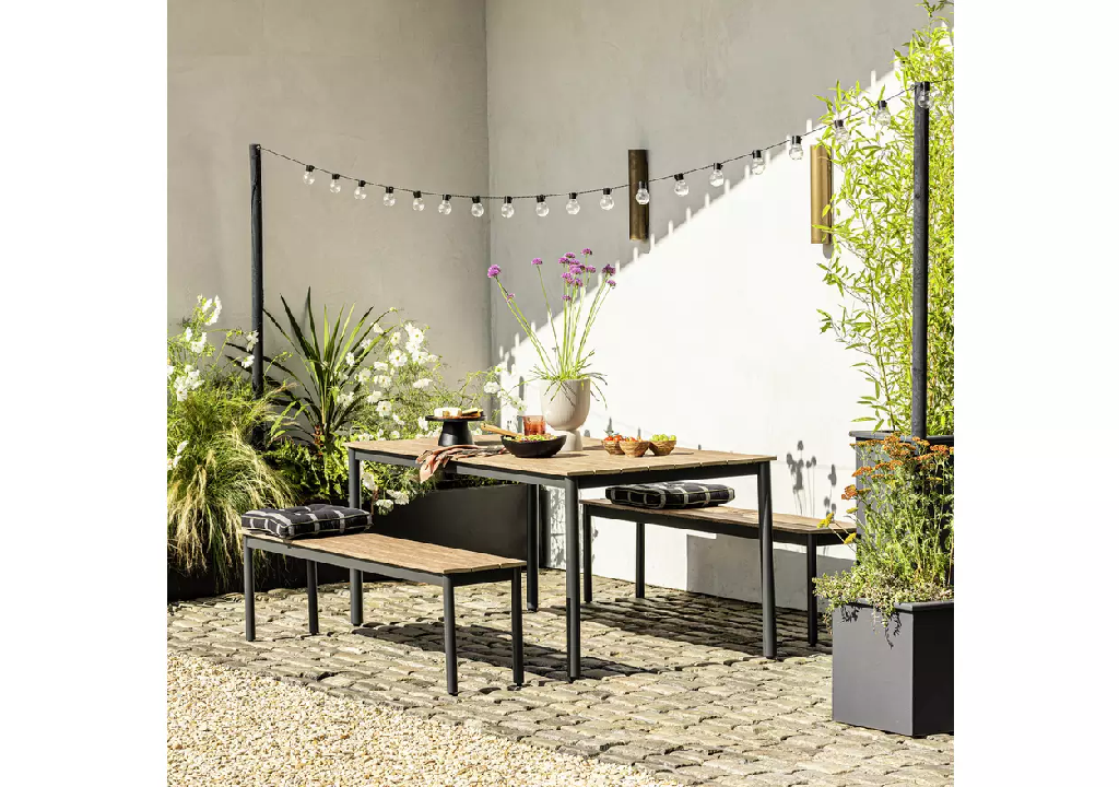 Habitat Loft Living 6 Seater Wooden Patio Set - Natural