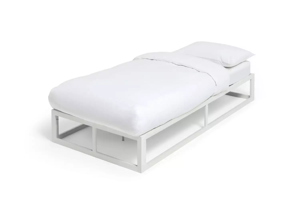 Platform Single Metal Bed Frame - White (B-Grade)
